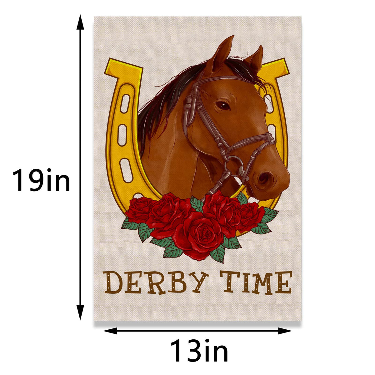 Pudodo Derby Time garden flag ideal for porches and flower pots in yards.