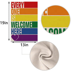 Pudodo Rainbow Welcome flag on flagpole-ready display aids porch Pride vibes.