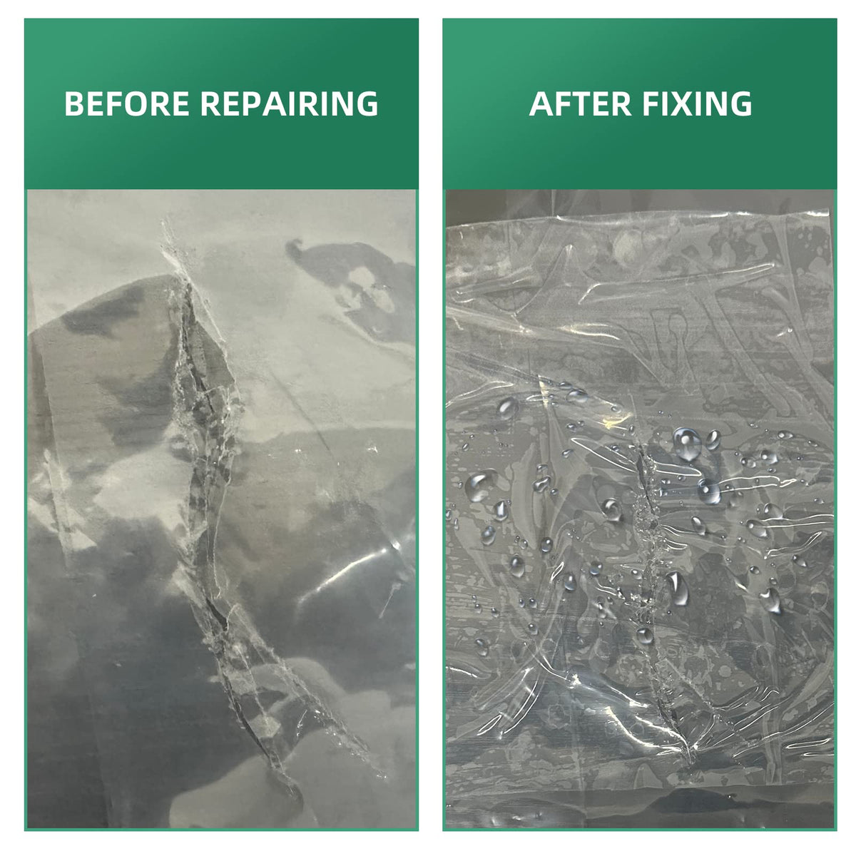 Pueatte tape applied on holes and rips for quick, affordable repairs