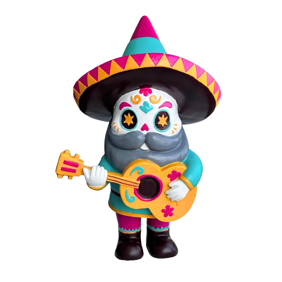 Pueblita El Mariachi garden gnome front view with vibrant resin finish for outdoor display.