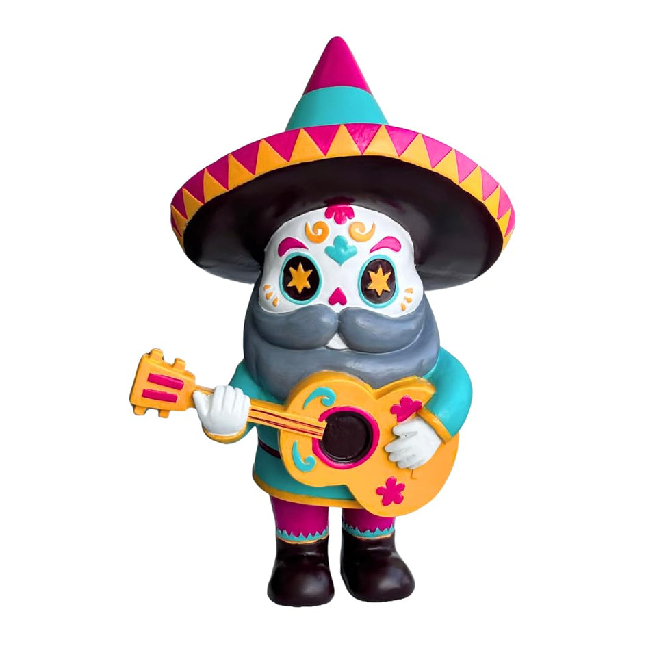 Pueblita El Mariachi garden gnome front view with vibrant resin finish for outdoor display.