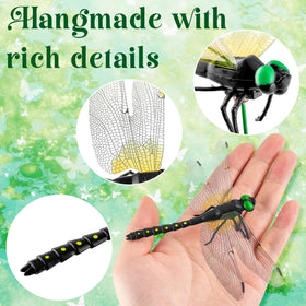 Puideon black dragonfly garden stake enhances pots and beds with realistic detail.