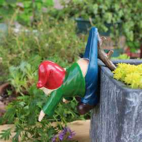 Pujipu indoor outdoor gnome decor complements small plants and decorative shelves