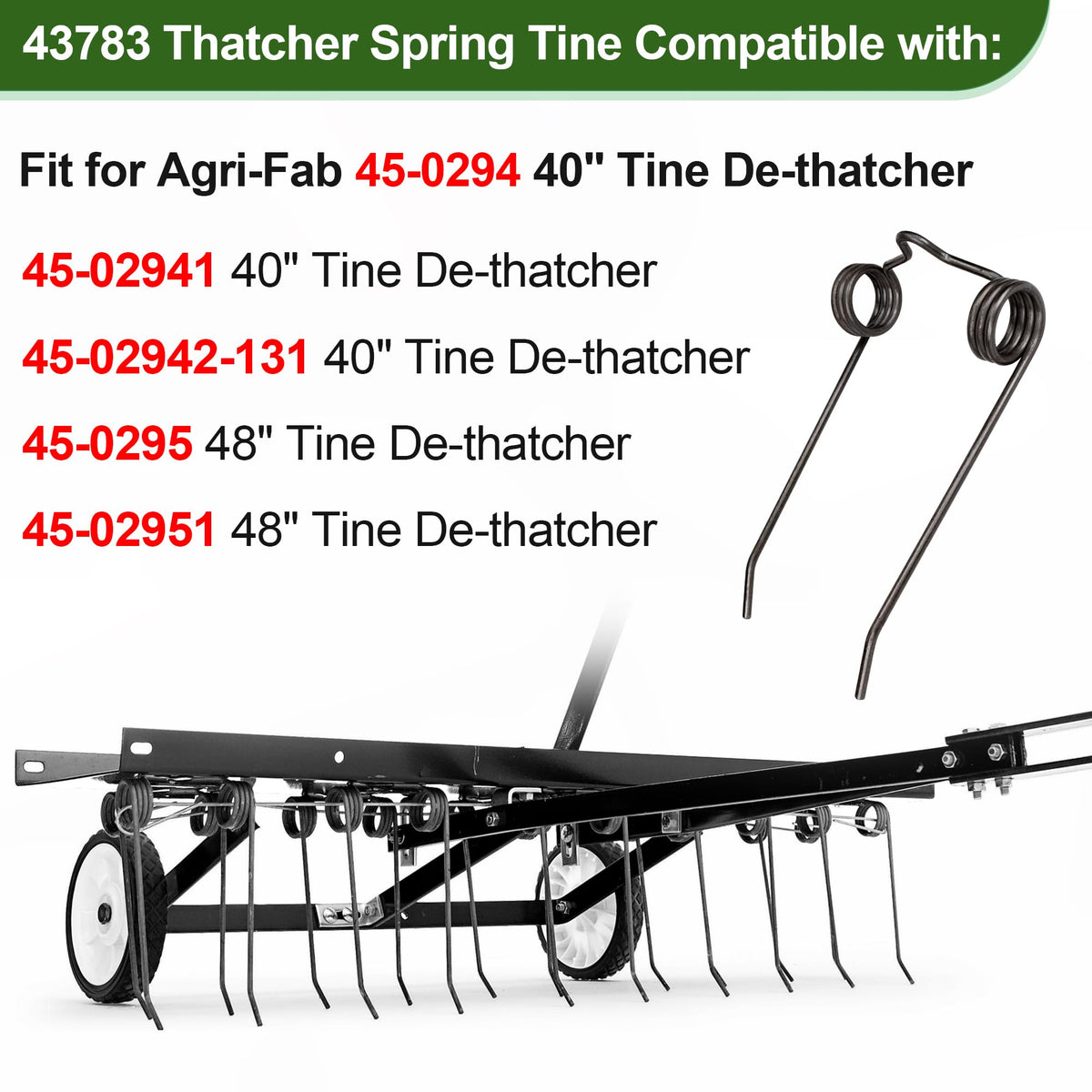 43783 compatible with 48-inch Agri-Fab dethatchers for durable performance