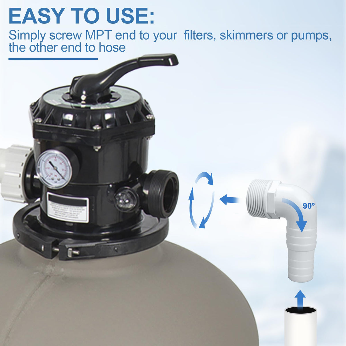 Pulems easy-to-install hose adapter simplifies upgrades for existing pool equipment.