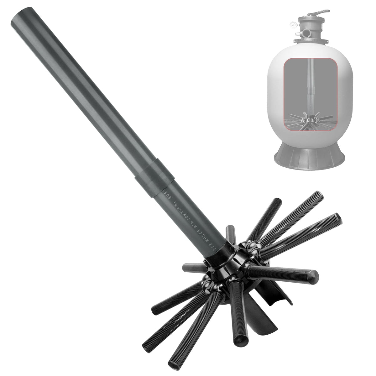 Pulems SX244DA lateral center pipe assembly for Hayward filters ensures stable filtration.