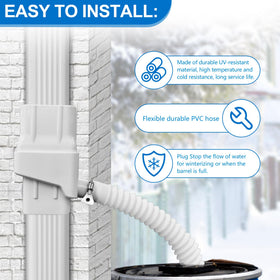 Pulems white downspout diverter blends with home gutters