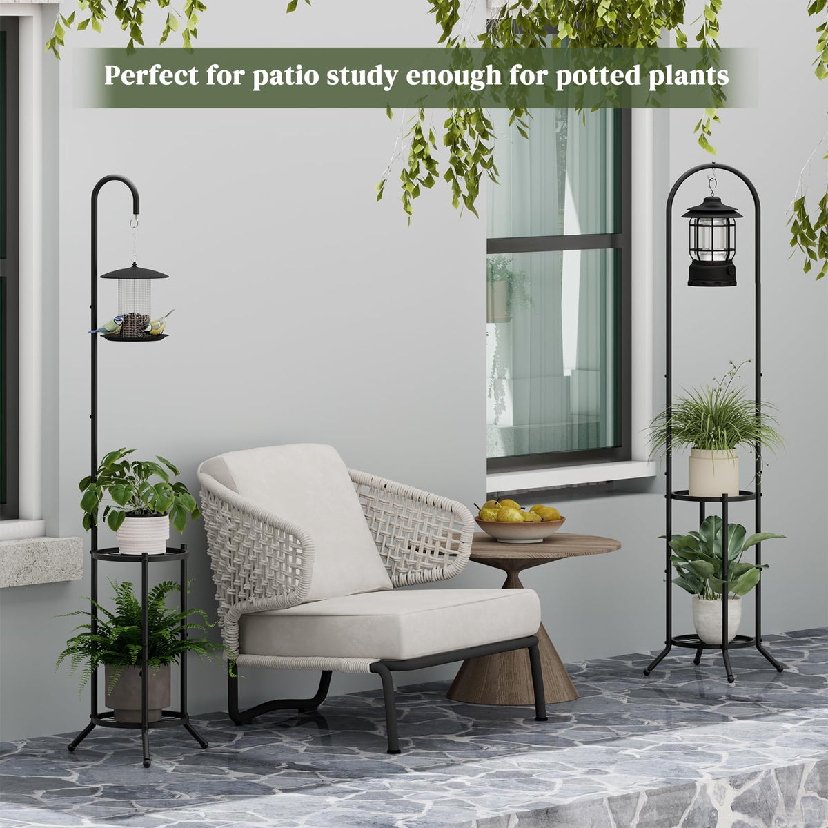 pulijiaju iron plant stand on balcony adds vertical display space