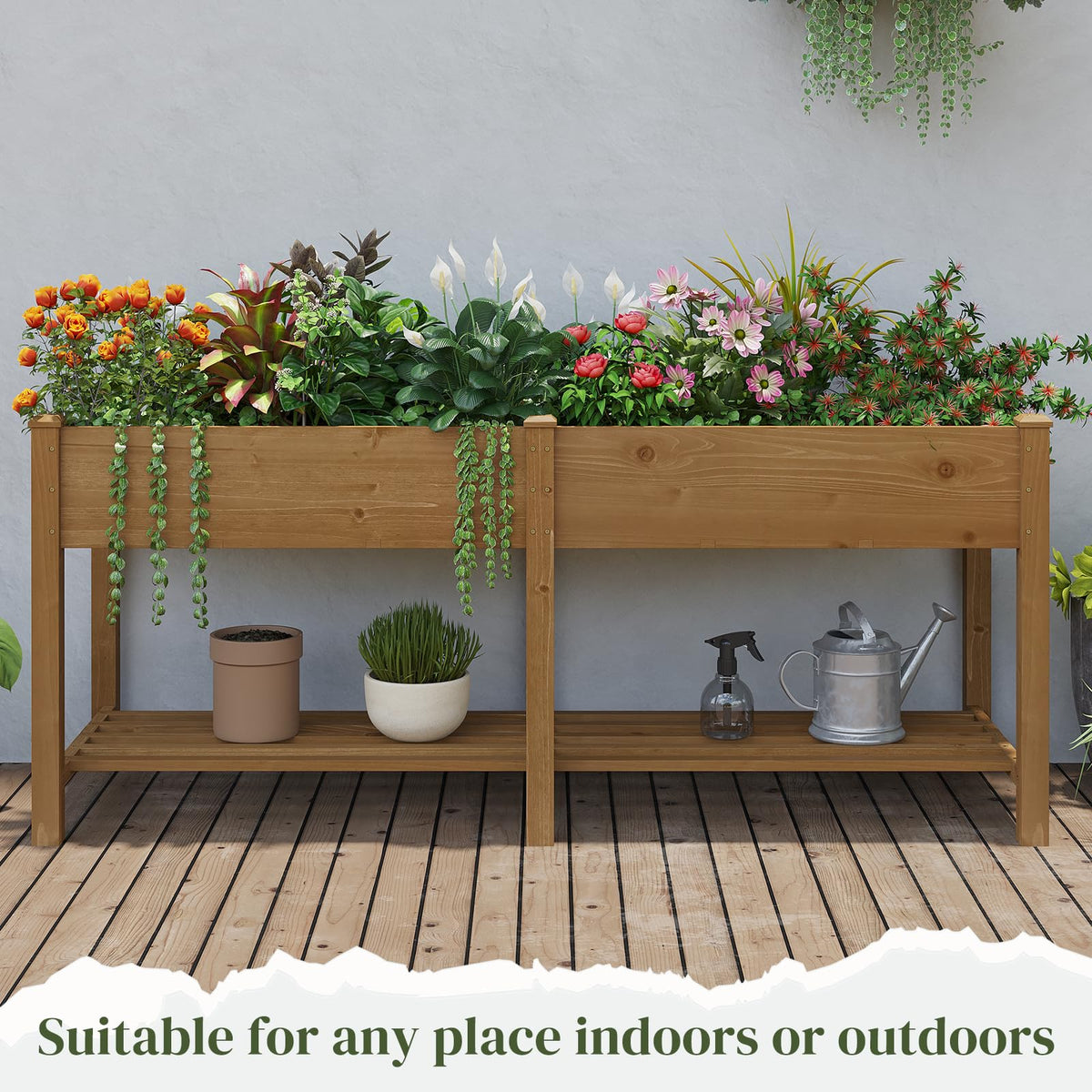 PULIJIAJU outdoor-friendly planter for patios and balconies in brown finish