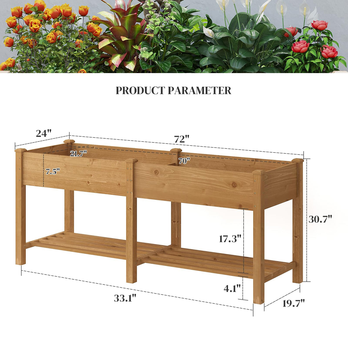 PULIJIAJU planter box with divider ideal for organizing herbs and vegetables