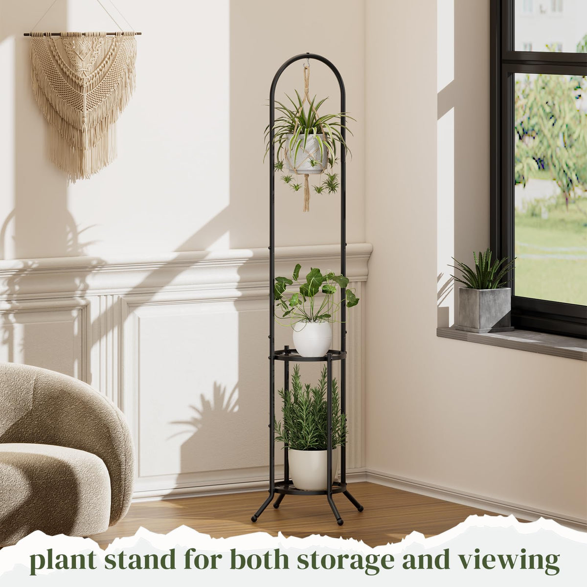 pulijiaju planter holder for three pots keeps plants neatly displayed