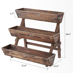 Pulijiaju tiered planter box displayed without soil, showing separate compartments for herbs, vegetables, and flowers.