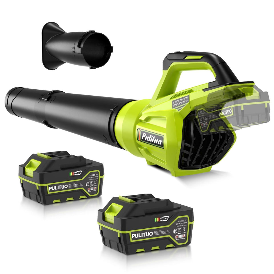 PULITUO cordless leaf blower in compact design for easy yard cleanup.