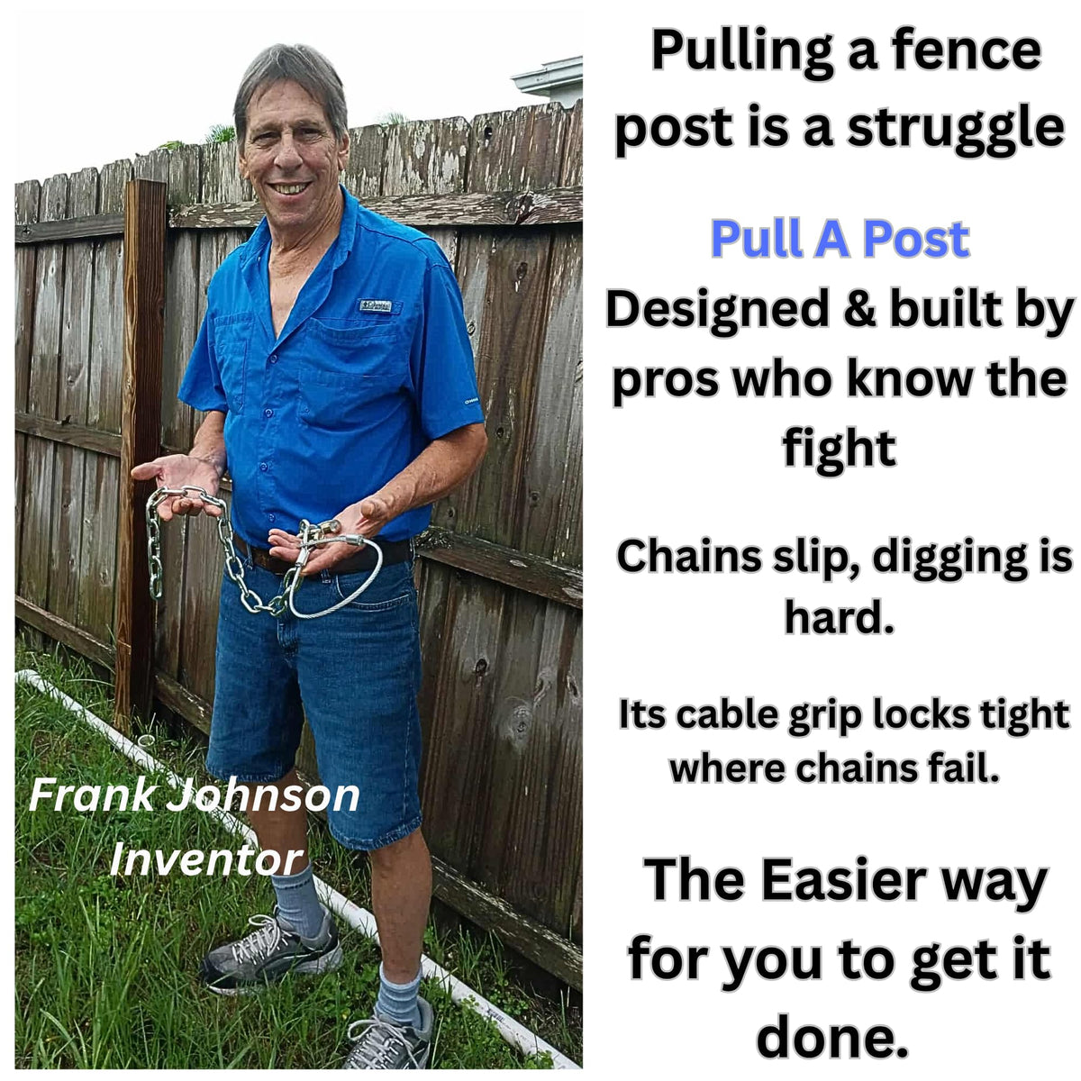 Pull A Post used on a broken wood post during fence repair scenario