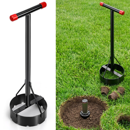 PullCrease Sprinkler Donut Cutter around sprinkler head for clean, precise edges.