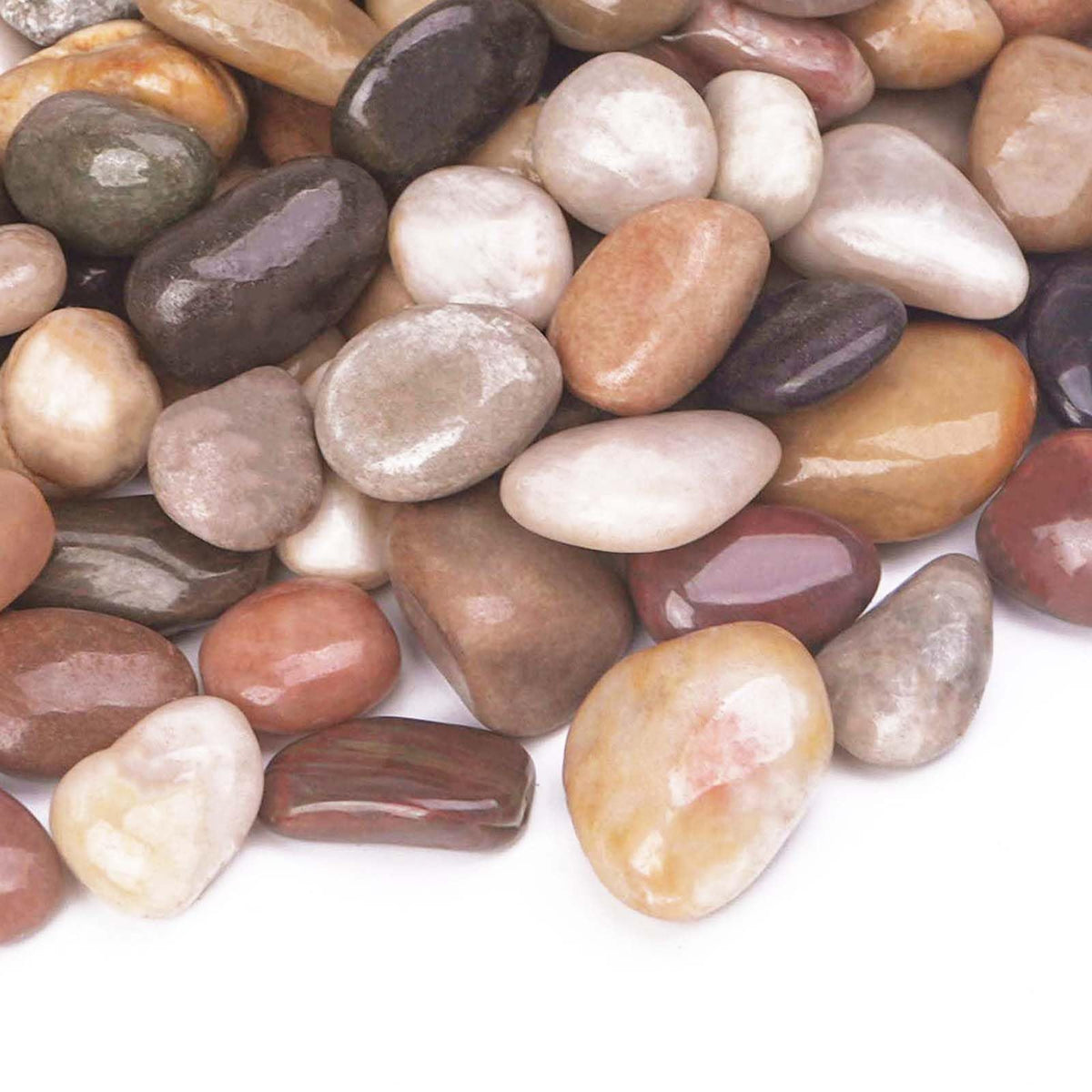Pulovin decorative rocks in planters add shine and improve drainage.