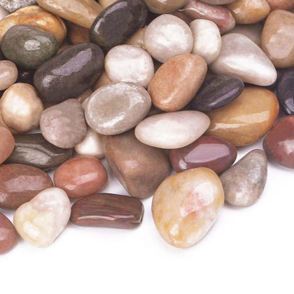 Pulovin decorative rocks in planters add shine and improve drainage.