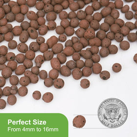 Pulovin LECA pebbles size range 4-16mm enables adaptable drainage in diverse pots.