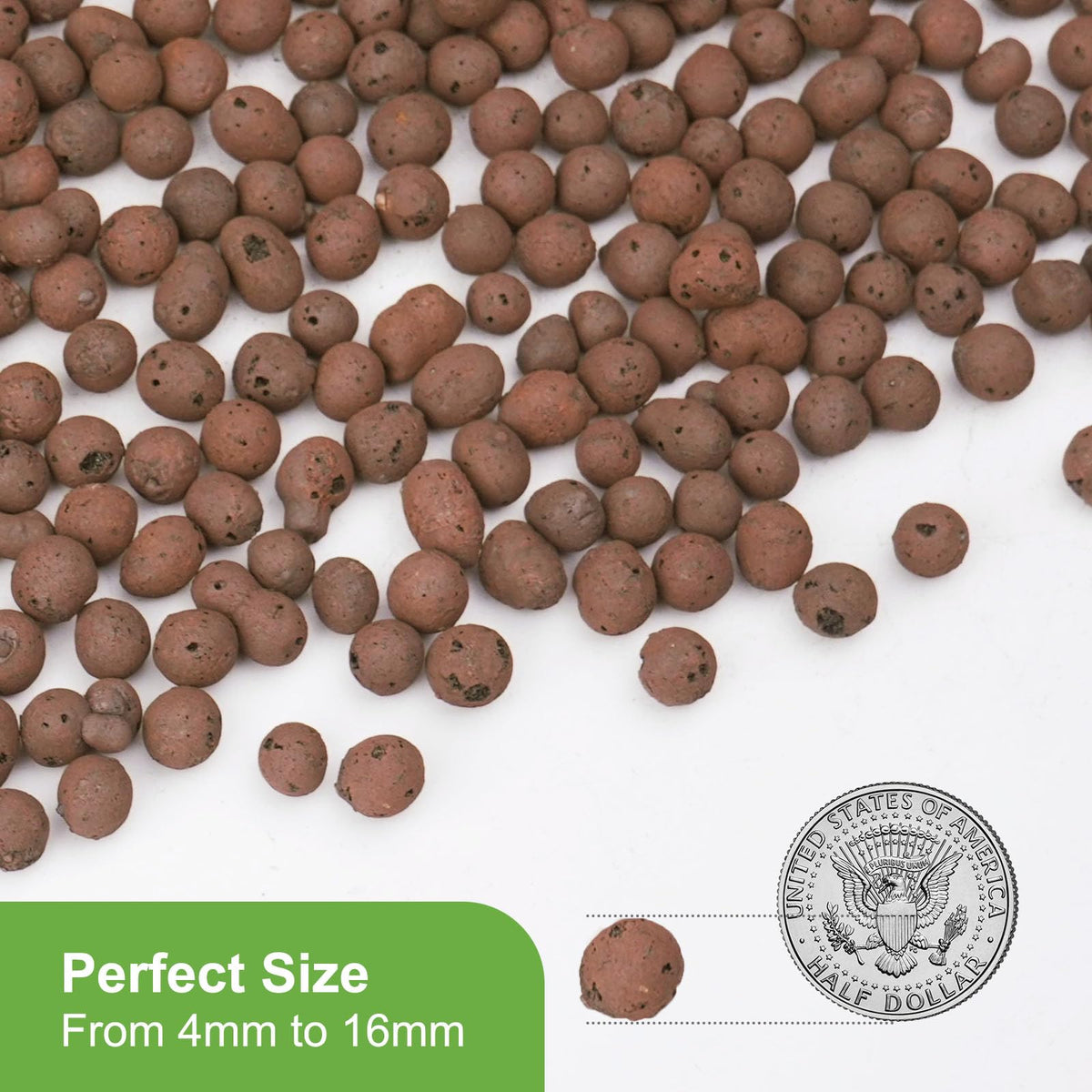 Pulovin LECA pebbles in a hydroponics setup, promoting steady moisture and air around roots.