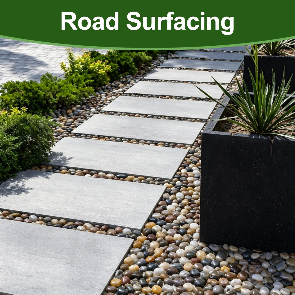 Pulovin river rocks outdoor landscaping walkways create polished accents for paths.