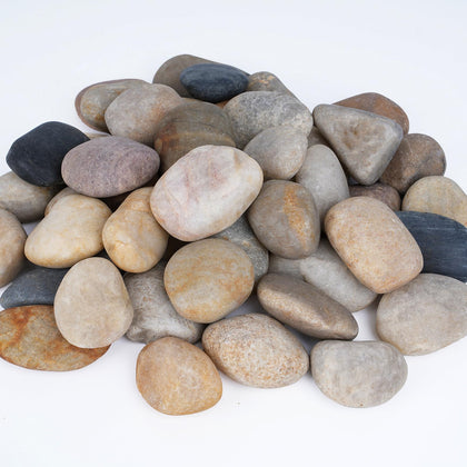 Pulovin river rocks in varied colors for garden accents and drainage