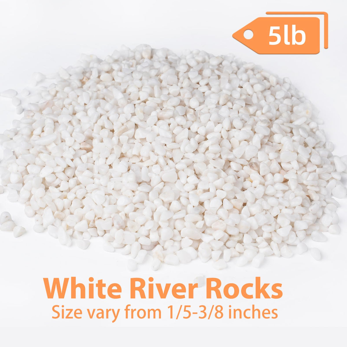 Pulovin white rocks for plants and succulents brighten displays.