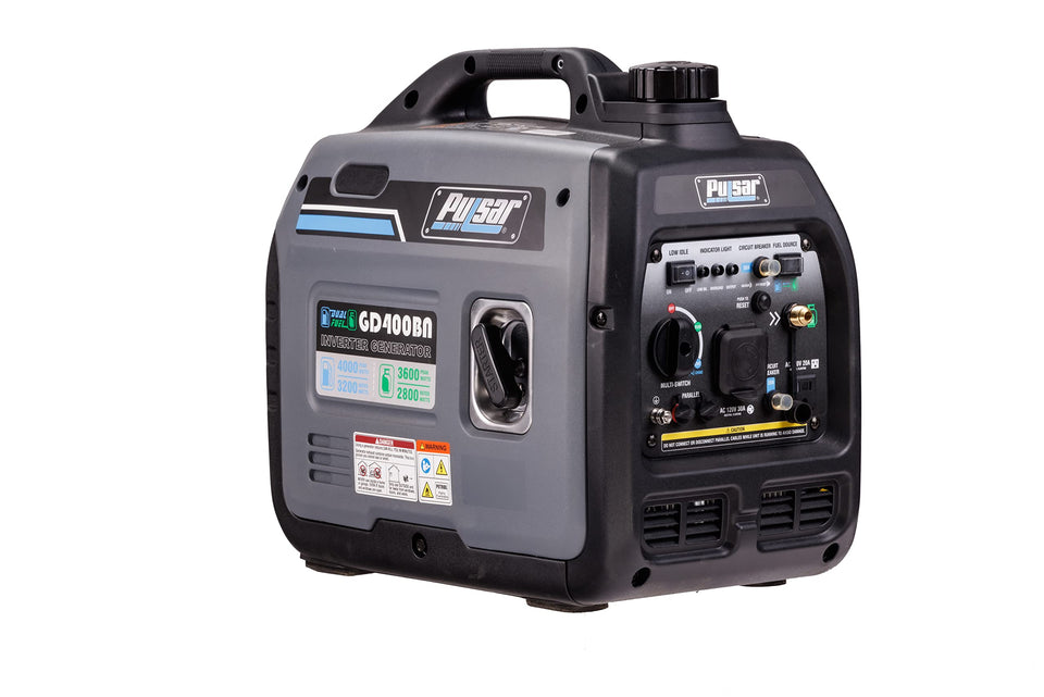 Pulsar GD400BN front view shows compact, portable design for outdoor power