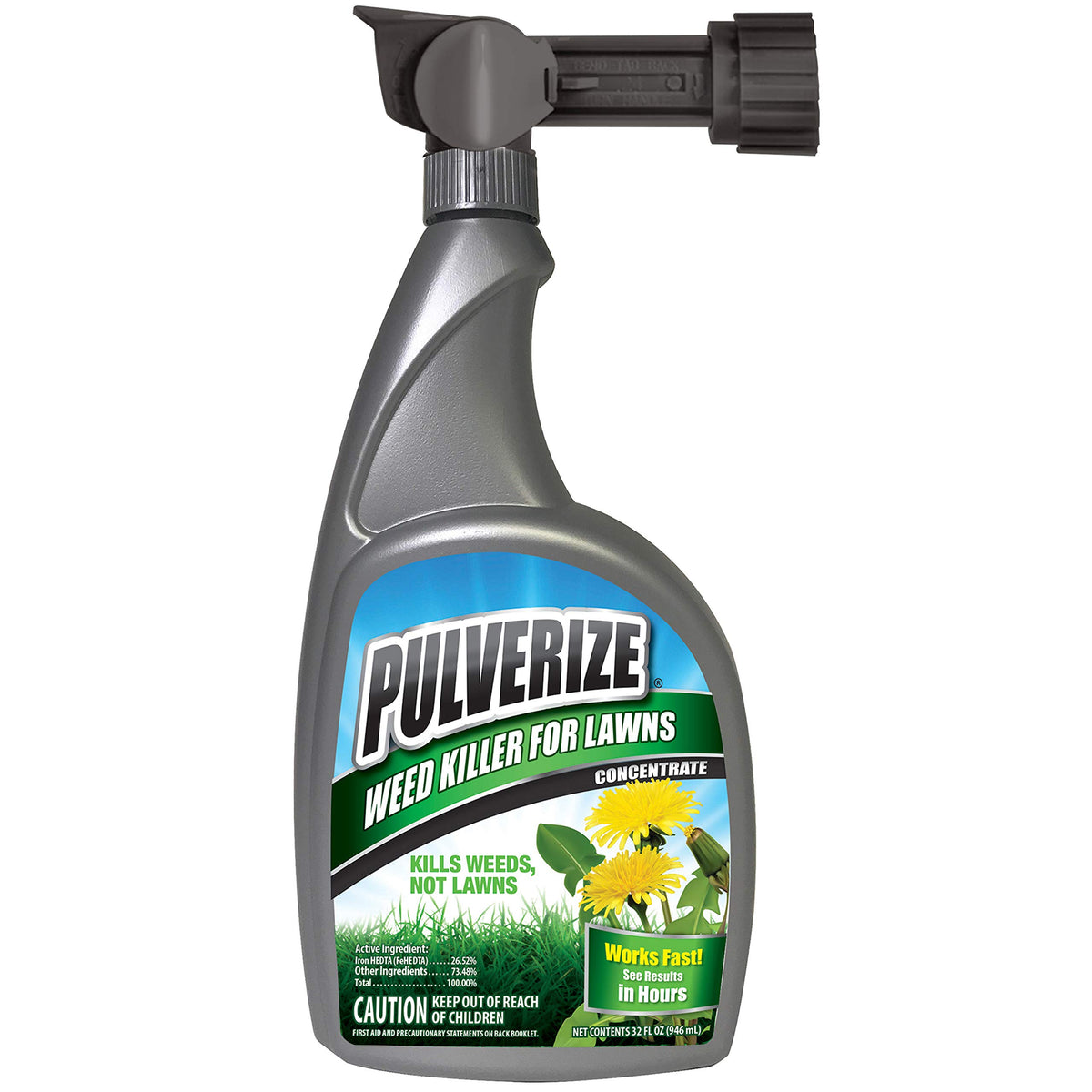 Pulverize Weed Killer bottle pour shows easy, targeted lawn weed control.