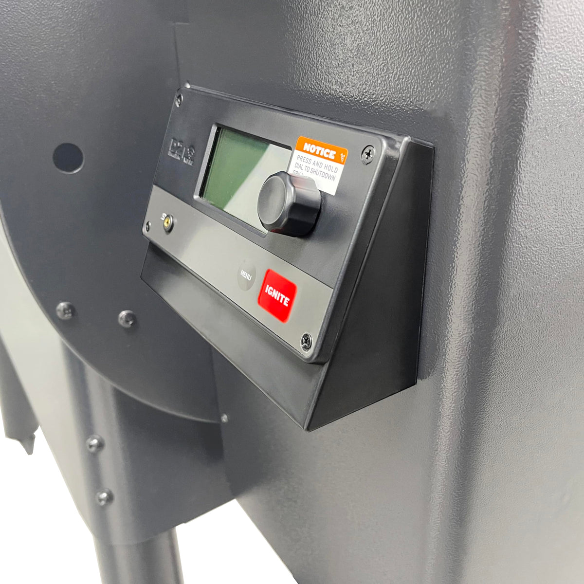 Pumdut pellet grill angle mount improves Traeger D2 controller visibility during cooking