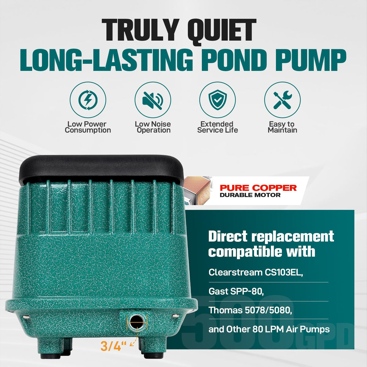 Pumpoasis PA-80 heavy-duty cast aluminum housing shown in rugged outdoor environment
