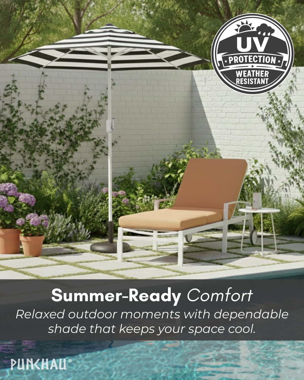 Punchau 6ft boho patio umbrella 6-foot diameter silhouette