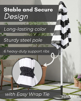 Punchau 6ft boho patio umbrella full view shading a seating area
