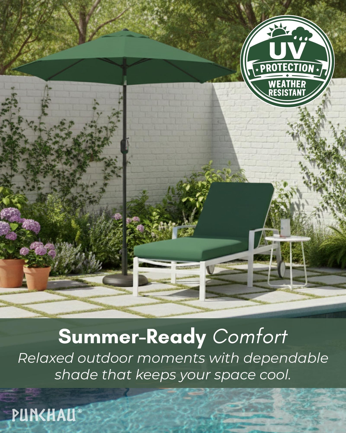 Punchau 6ft diameter height umbrella fits most patios and spaces