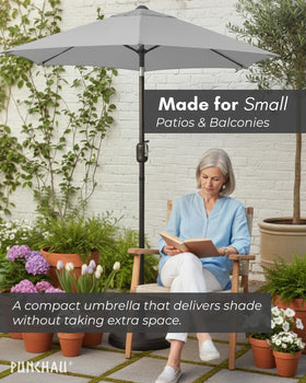 Punchau 6ft diameter umbrella casts broad shade across deck and seating area