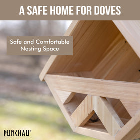 Punchau nesting box with natural shingles adding rustic garden appeal.