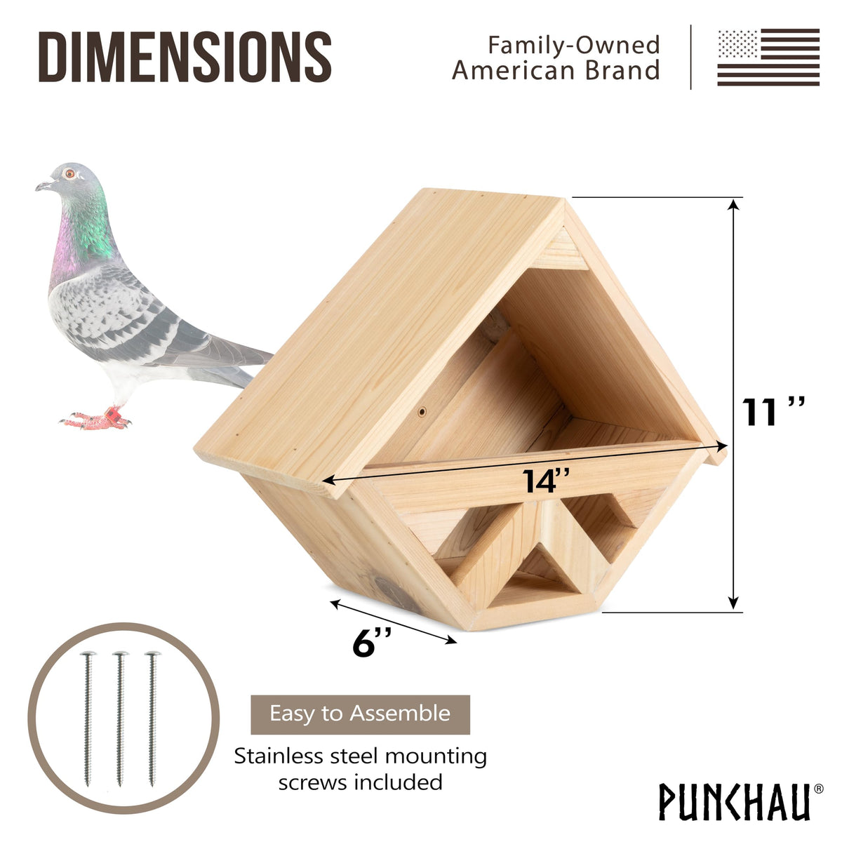 Punchau Cedar Mourning Dove Nesting Box side view blends with outdoor spaces and textures.