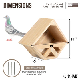 Punchau Cedar Mourning Dove Nesting Box side view blends with outdoor spaces and textures.