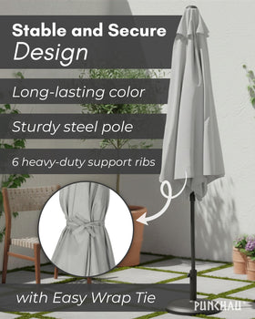 Weather-resistant design suitable for sun and light showers on patios