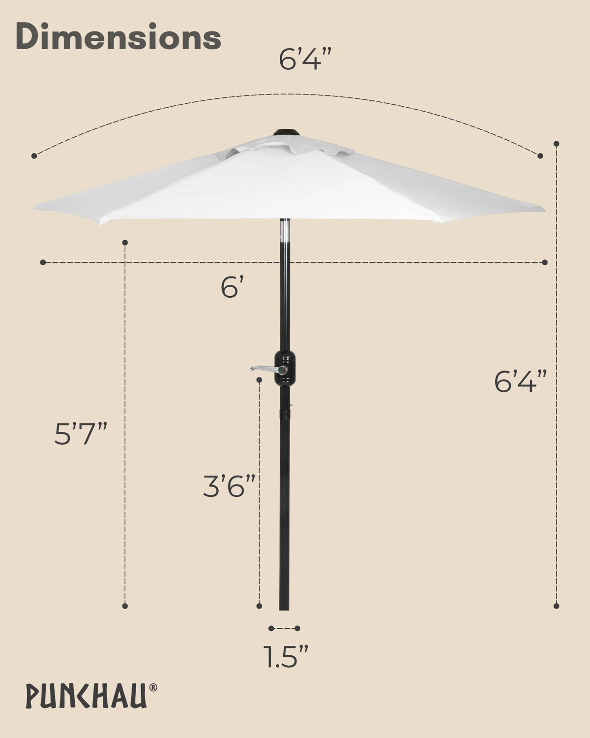 Punchau outdoor umbrella showing easy open crank operation