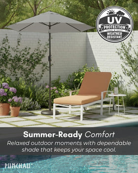 Poolside scene with Punchau umbrella providing comfortable shade