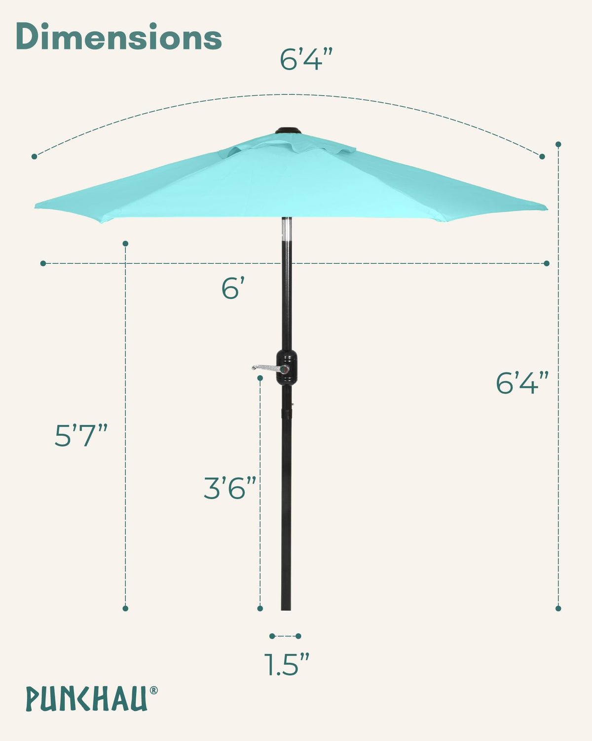 Punchau push button tilt control provides adjustable shade as the sun moves.