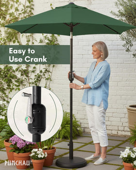 Punchau rust-proof pole and six ribs deliver sturdy, durable outdoor use
