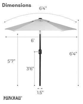 Push-button tilt mechanism on a Punchau umbrella for adjustable shade