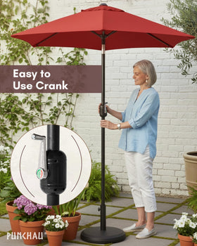 Punchau UV treated outdoor umbrella blocks harsh rays to keep you cooler.