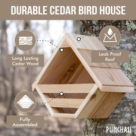 Punchau Weatherproof cedar bird house endures harsh outdoor conditions
