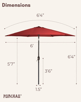 Punchau wine red burgundy patio umbrella with push button tilt for customizable shade.