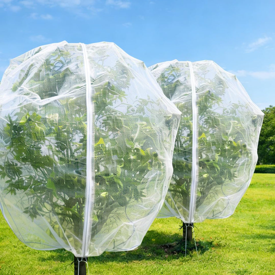 Puobao fruit tree netting 13x13ft shields mature trees from birds.