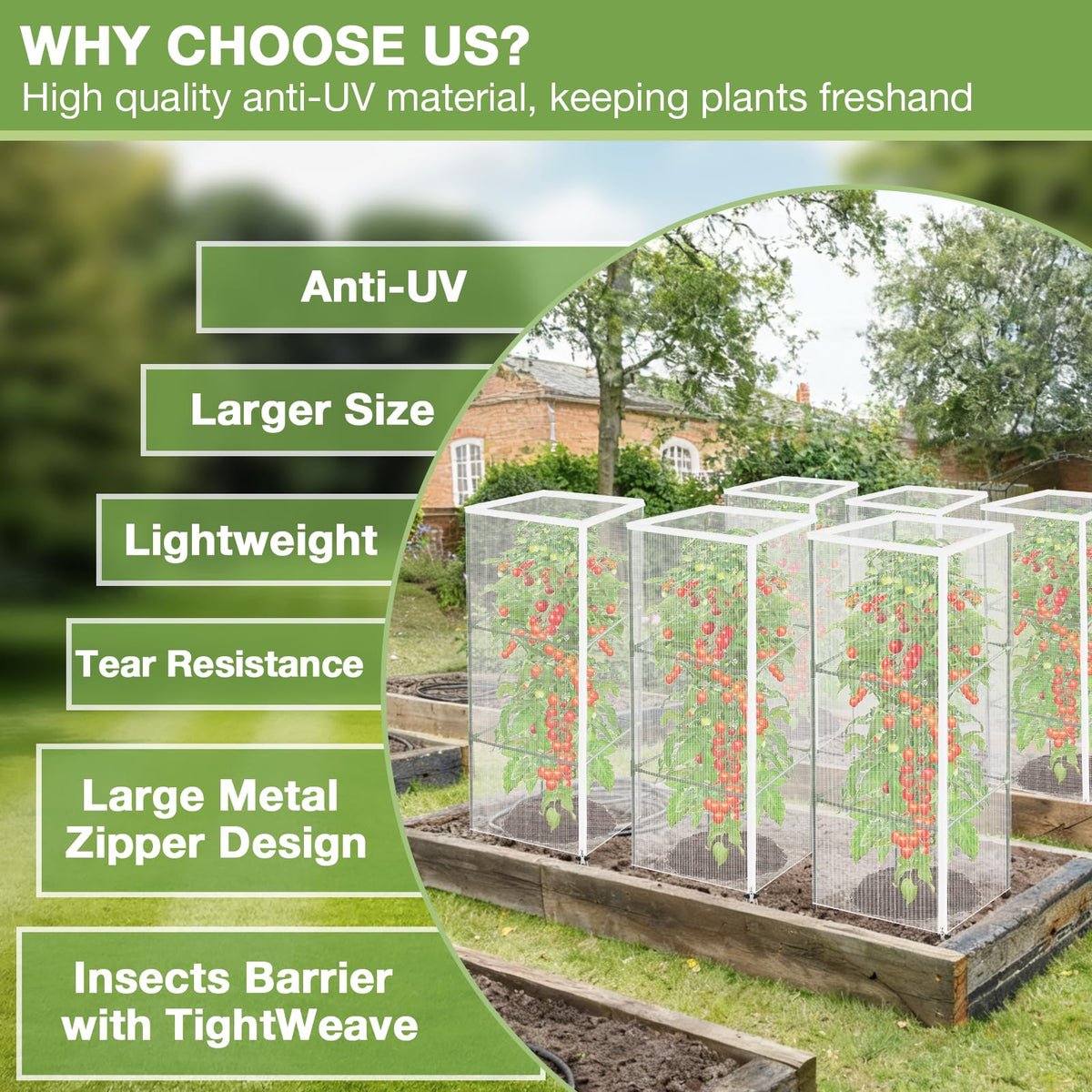 Puobao versatile netting fits tomato cages, peas, cucumbers, and roses