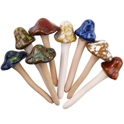 PUOO ceramic mushroom blooming statue enhances outdoor garden color
