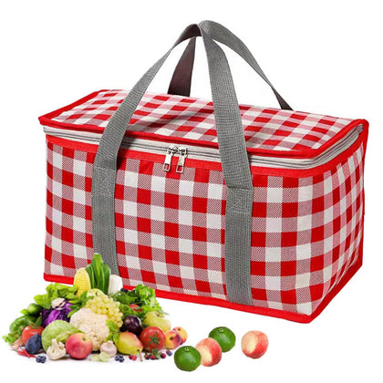 PUPOPIK insulated picnic bag red, ready for portable use.